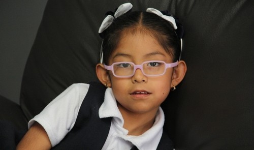 Eyes with pink glasses 